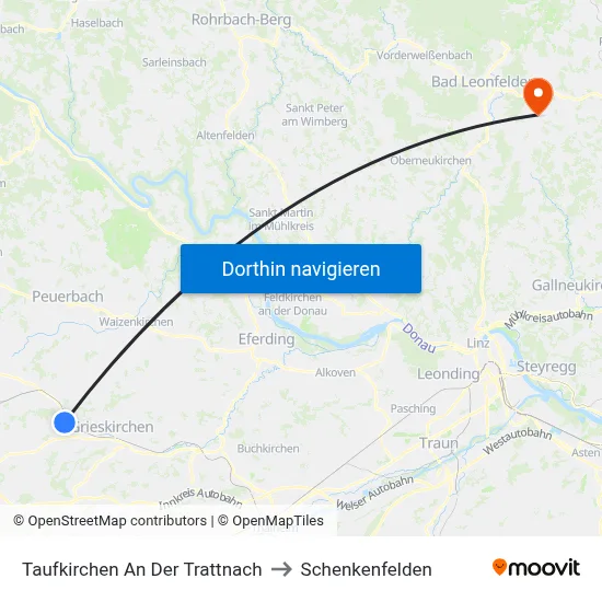 Taufkirchen An Der Trattnach to Schenkenfelden map