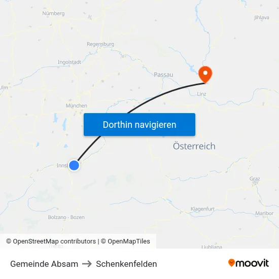 Gemeinde Absam to Schenkenfelden map