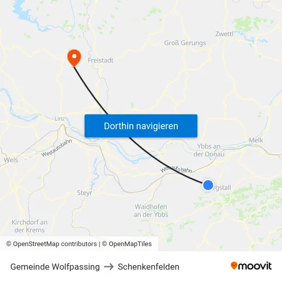 Gemeinde Wolfpassing to Schenkenfelden map