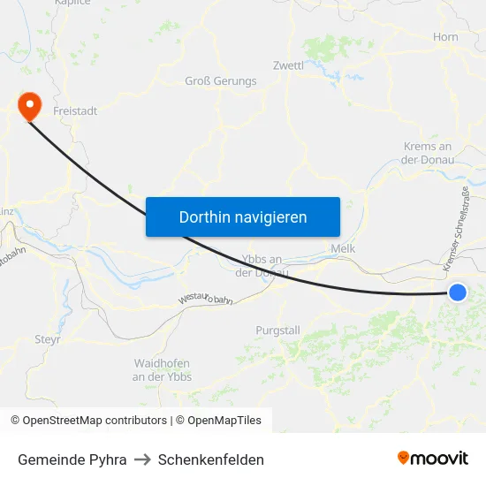 Gemeinde Pyhra to Schenkenfelden map
