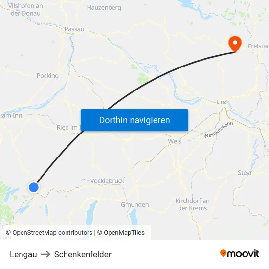 Lengau to Schenkenfelden map