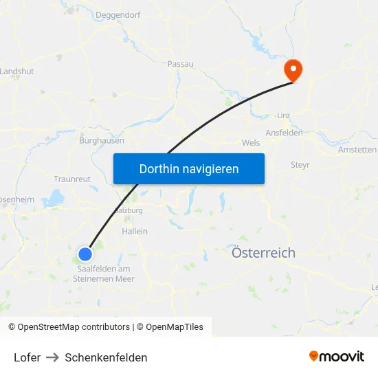 Lofer to Schenkenfelden map
