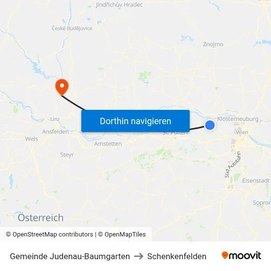 Gemeinde Judenau-Baumgarten to Schenkenfelden map