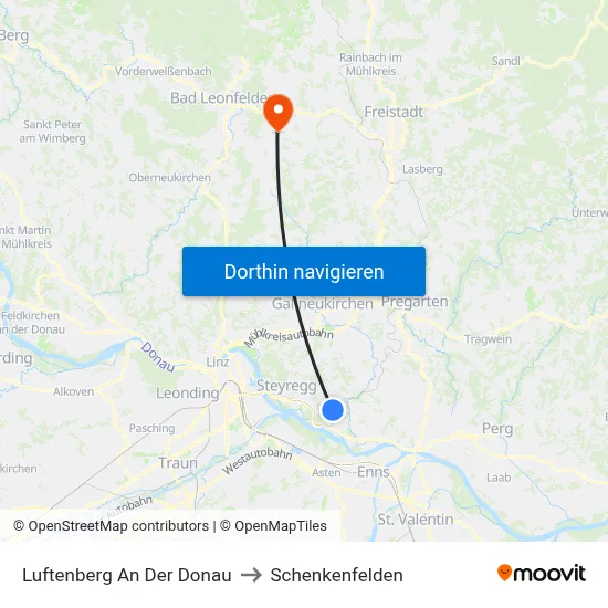 Luftenberg An Der Donau to Schenkenfelden map