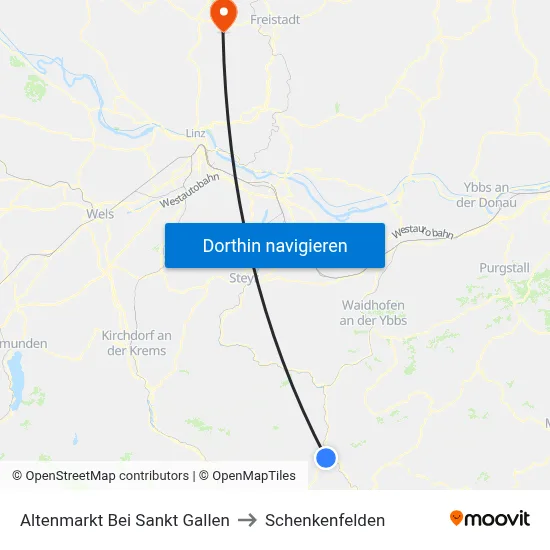Altenmarkt Bei Sankt Gallen to Schenkenfelden map