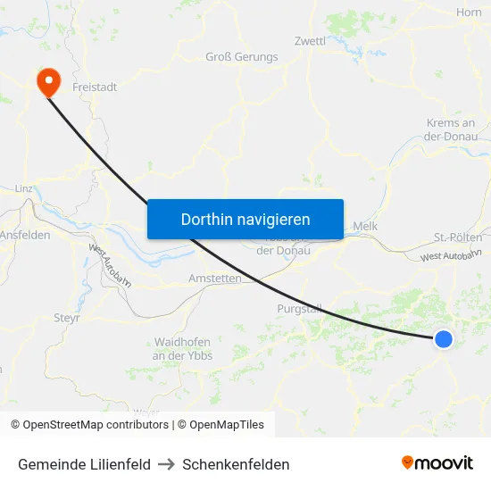 Gemeinde Lilienfeld to Schenkenfelden map