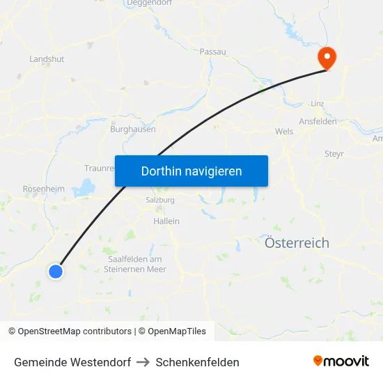 Gemeinde Westendorf to Schenkenfelden map