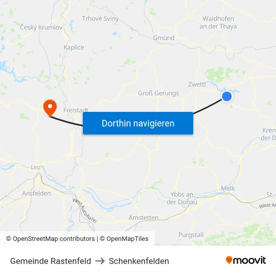 Gemeinde Rastenfeld to Schenkenfelden map