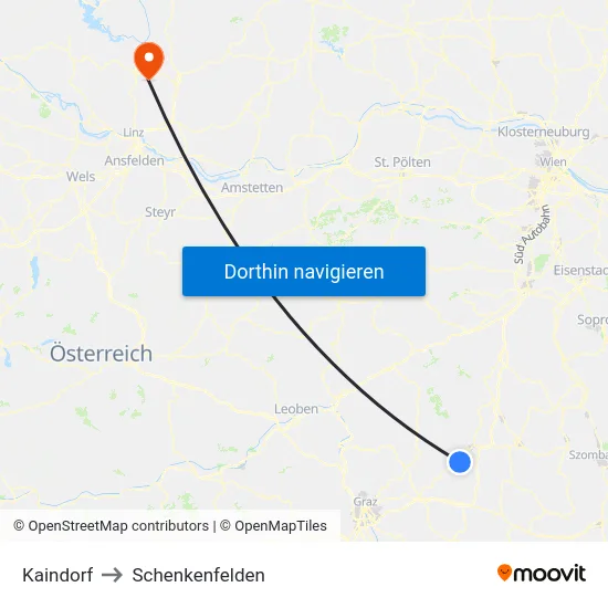 Kaindorf to Schenkenfelden map