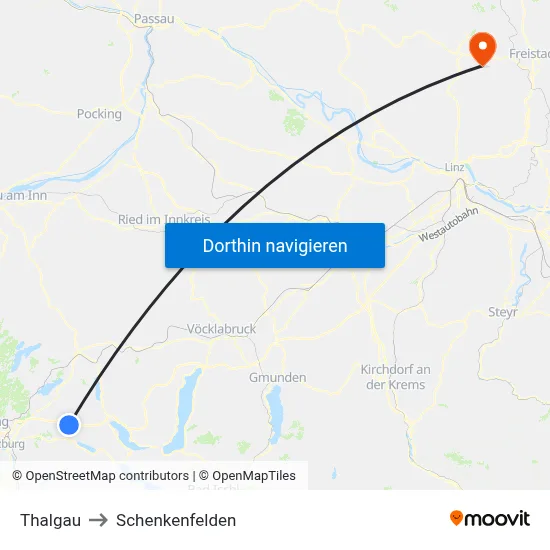 Thalgau to Schenkenfelden map
