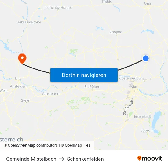 Gemeinde Mistelbach to Schenkenfelden map