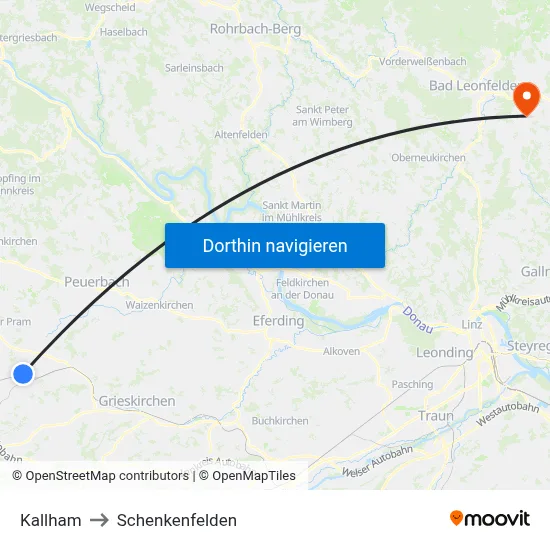 Kallham to Schenkenfelden map