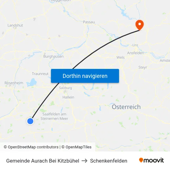 Gemeinde Aurach Bei Kitzbühel to Schenkenfelden map