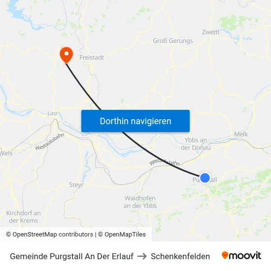 Gemeinde Purgstall An Der Erlauf to Schenkenfelden map