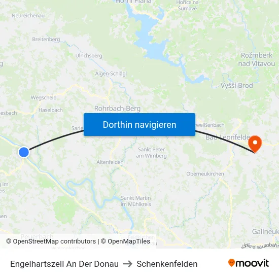 Engelhartszell An Der Donau to Schenkenfelden map