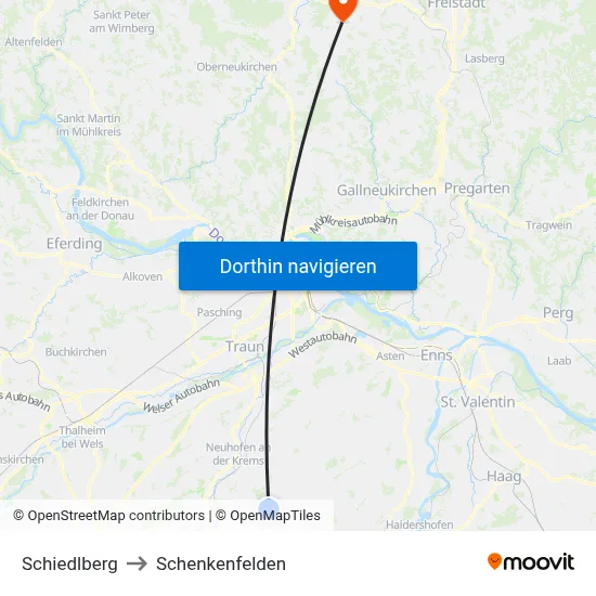 Schiedlberg to Schenkenfelden map