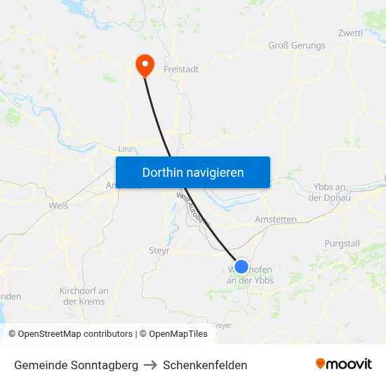 Gemeinde Sonntagberg to Schenkenfelden map