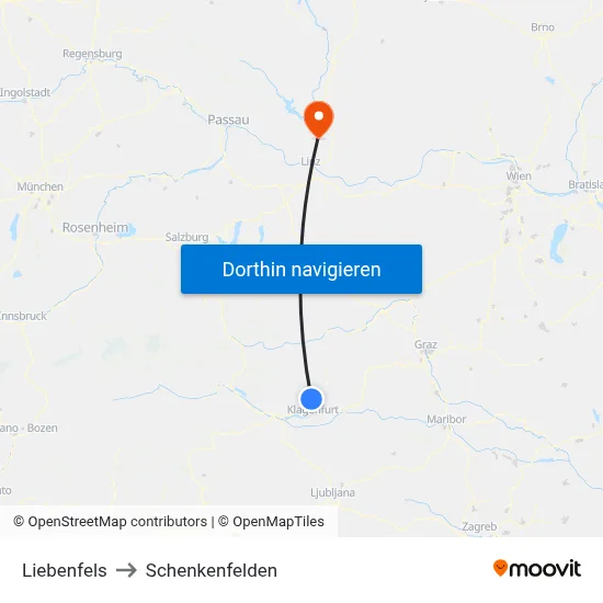 Liebenfels to Schenkenfelden map