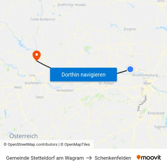 Gemeinde Stetteldorf am Wagram to Schenkenfelden map
