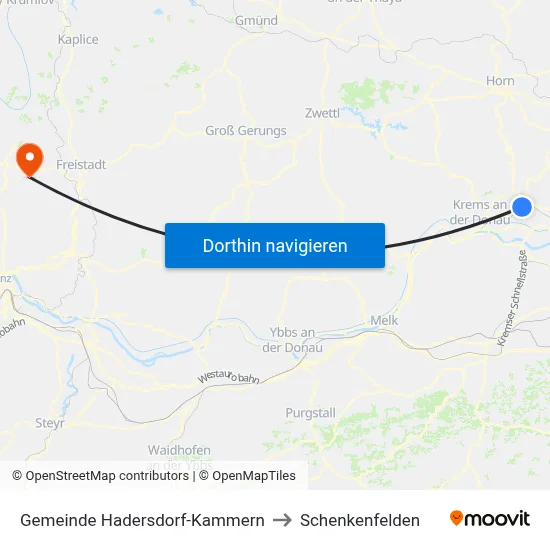 Gemeinde Hadersdorf-Kammern to Schenkenfelden map