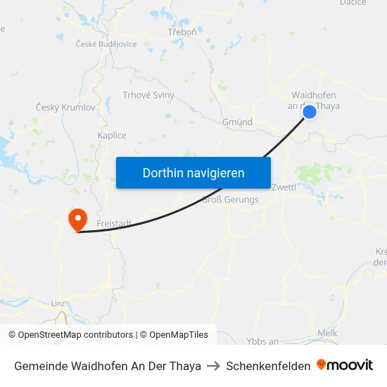 Gemeinde Waidhofen An Der Thaya to Schenkenfelden map