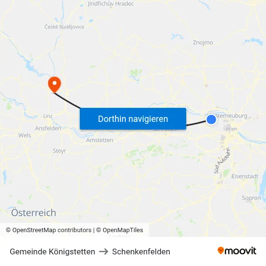 Gemeinde Königstetten to Schenkenfelden map