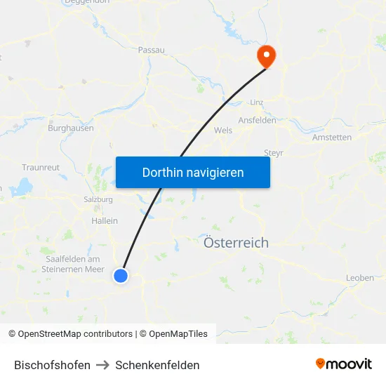 Bischofshofen to Schenkenfelden map