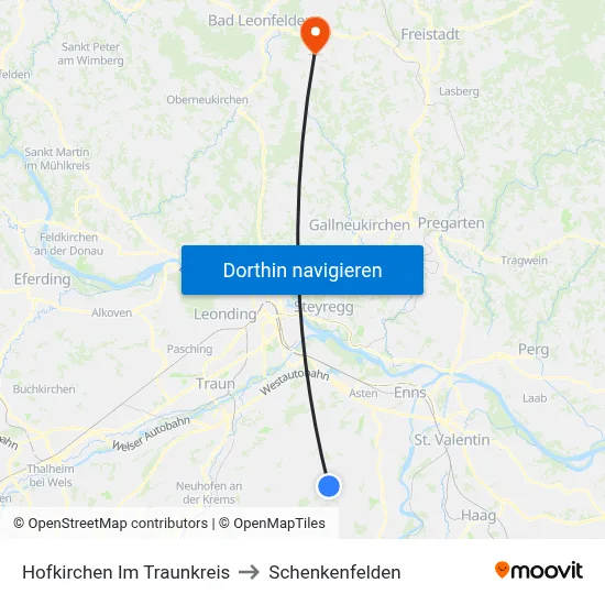 Hofkirchen Im Traunkreis to Schenkenfelden map