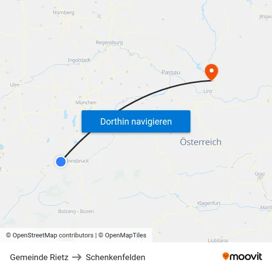 Gemeinde Rietz to Schenkenfelden map