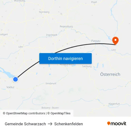 Gemeinde Schwarzach to Schenkenfelden map