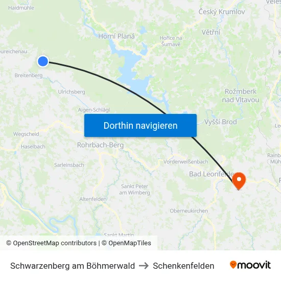 Schwarzenberg am Böhmerwald to Schenkenfelden map