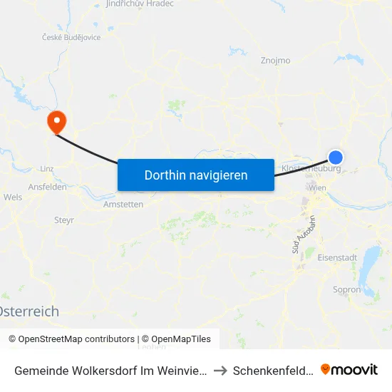 Gemeinde Wolkersdorf Im Weinviertel to Schenkenfelden map