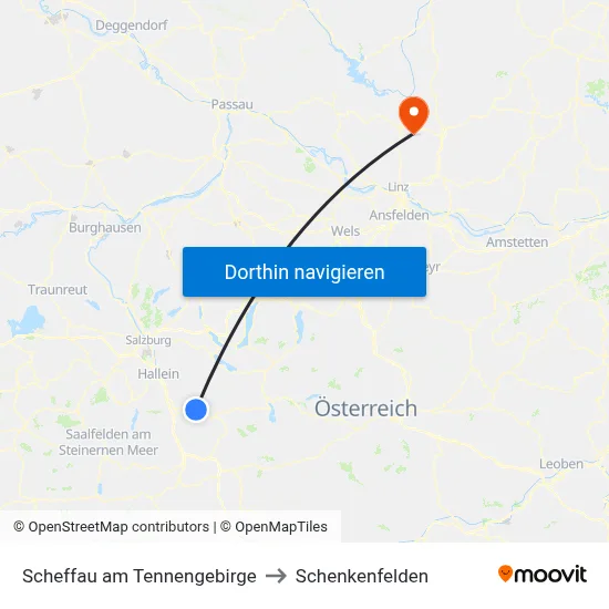 Scheffau am Tennengebirge to Schenkenfelden map
