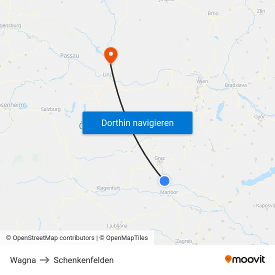 Wagna to Schenkenfelden map