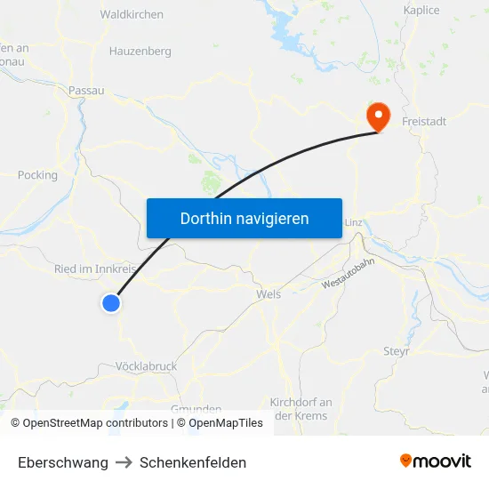 Eberschwang to Schenkenfelden map