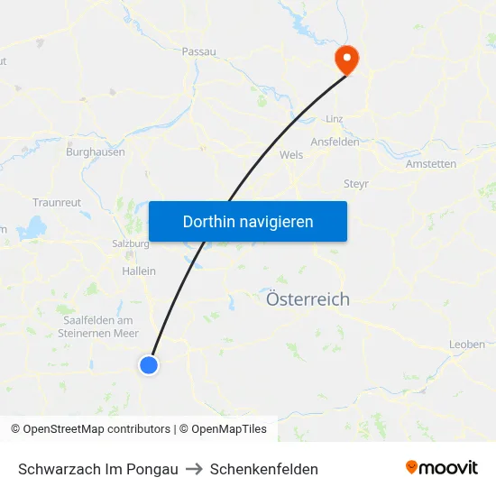 Schwarzach Im Pongau to Schenkenfelden map