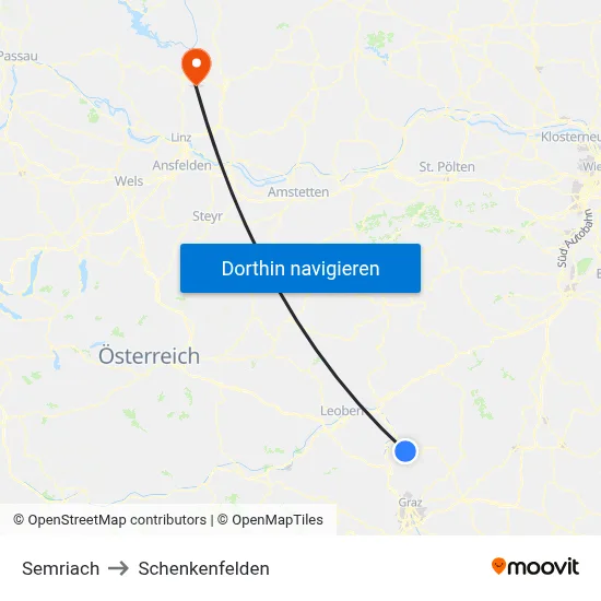 Semriach to Schenkenfelden map