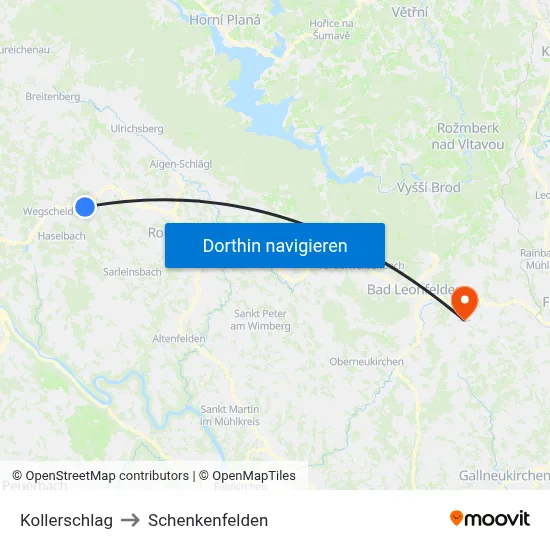 Kollerschlag to Schenkenfelden map