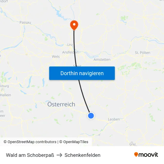 Wald am Schoberpaß to Schenkenfelden map