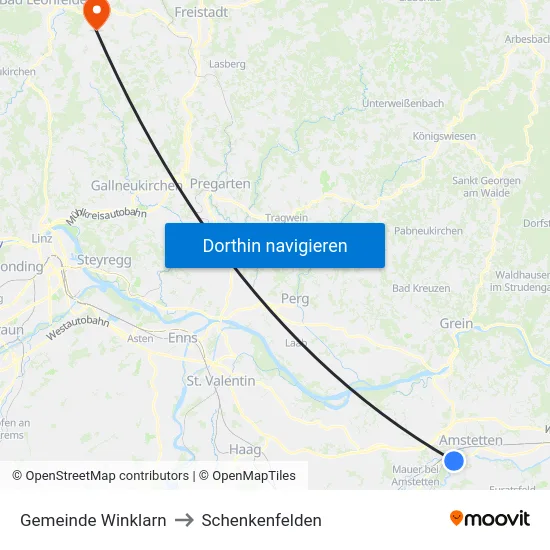 Gemeinde Winklarn to Schenkenfelden map