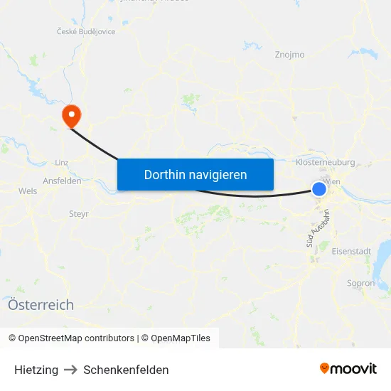 Hietzing to Schenkenfelden map