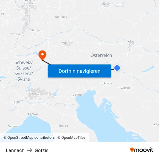 Lannach to Götzis map