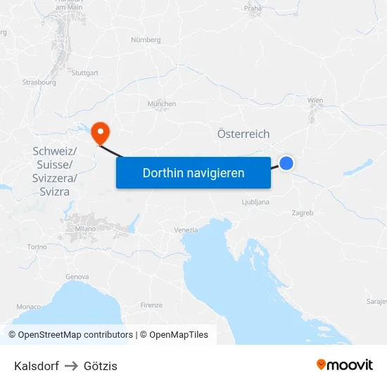 Kalsdorf to Götzis map