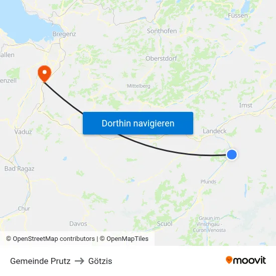 Gemeinde Prutz to Götzis map