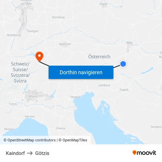 Kaindorf to Götzis map