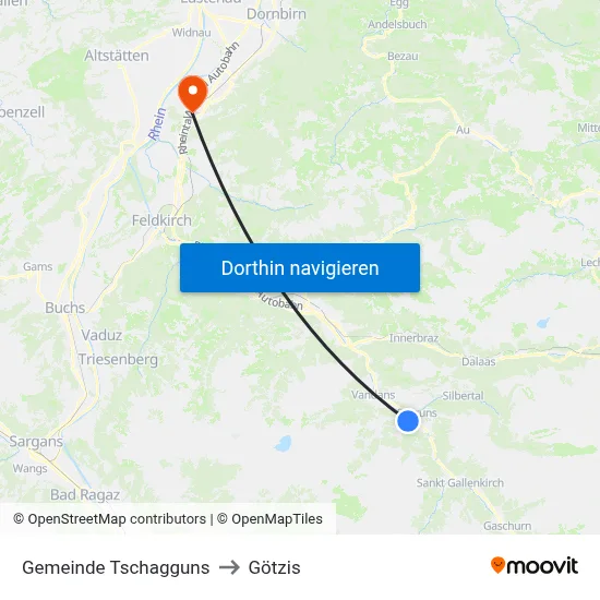 Gemeinde Tschagguns to Götzis map