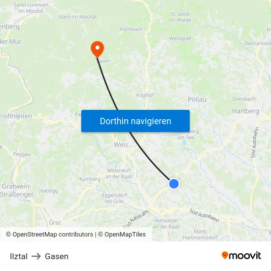 Ilztal to Gasen map