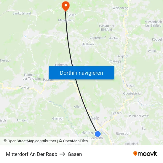 Mitterdorf An Der Raab to Gasen map