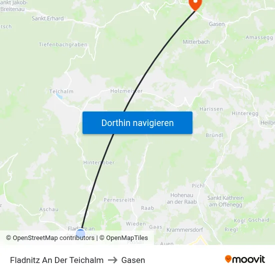 Fladnitz An Der Teichalm to Gasen map