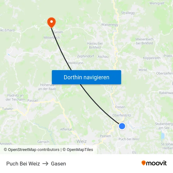 Puch Bei Weiz to Gasen map